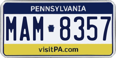 PA license plate MAM8357