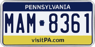 PA license plate MAM8361