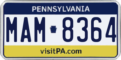 PA license plate MAM8364