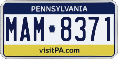 PA license plate MAM8371
