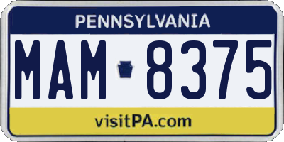 PA license plate MAM8375