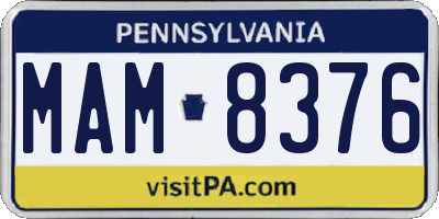PA license plate MAM8376