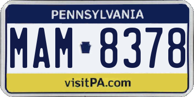 PA license plate MAM8378