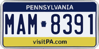 PA license plate MAM8391