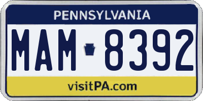 PA license plate MAM8392