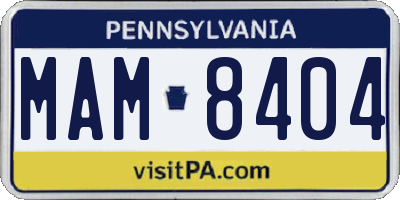 PA license plate MAM8404