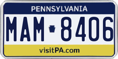 PA license plate MAM8406