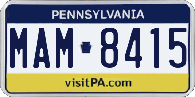 PA license plate MAM8415