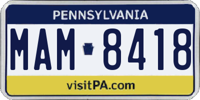 PA license plate MAM8418