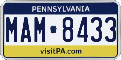PA license plate MAM8433