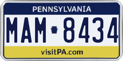 PA license plate MAM8434