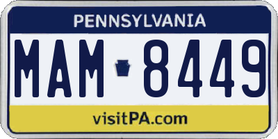 PA license plate MAM8449