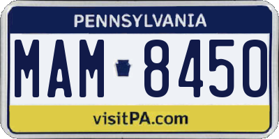 PA license plate MAM8450