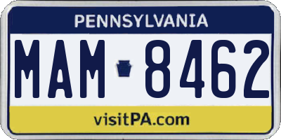 PA license plate MAM8462