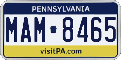 PA license plate MAM8465