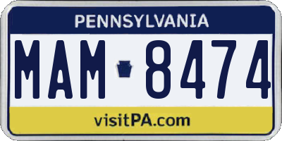 PA license plate MAM8474