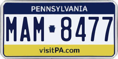 PA license plate MAM8477