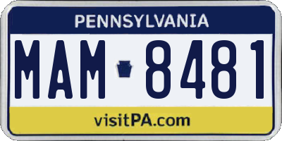 PA license plate MAM8481