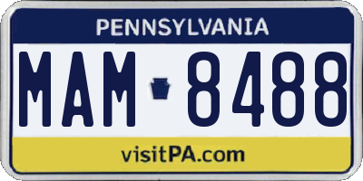 PA license plate MAM8488