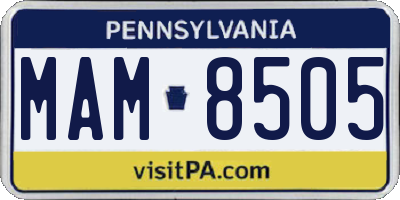PA license plate MAM8505