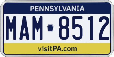 PA license plate MAM8512