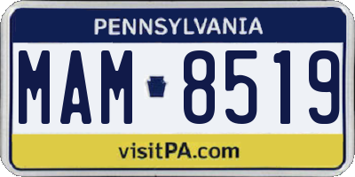 PA license plate MAM8519