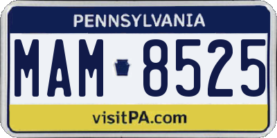 PA license plate MAM8525