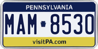 PA license plate MAM8530