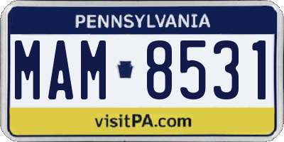 PA license plate MAM8531