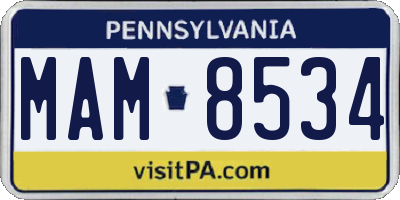 PA license plate MAM8534