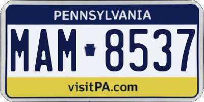 PA license plate MAM8537