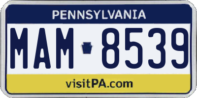 PA license plate MAM8539