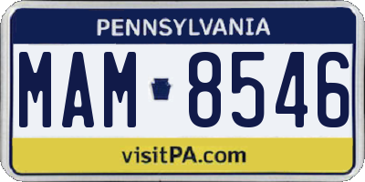 PA license plate MAM8546
