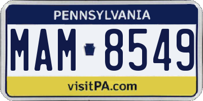 PA license plate MAM8549