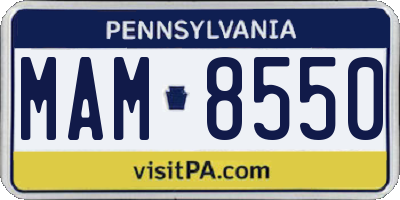 PA license plate MAM8550