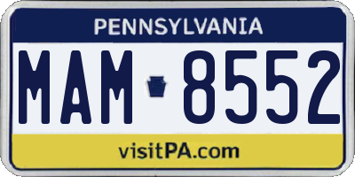 PA license plate MAM8552