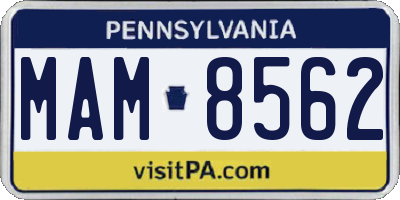 PA license plate MAM8562