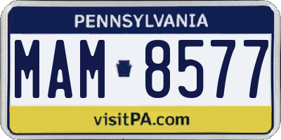 PA license plate MAM8577