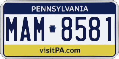 PA license plate MAM8581