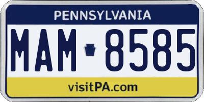 PA license plate MAM8585
