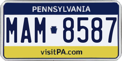 PA license plate MAM8587