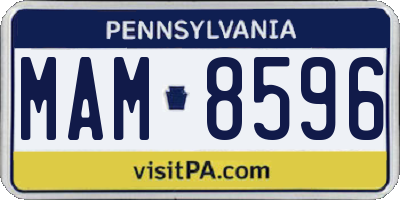 PA license plate MAM8596