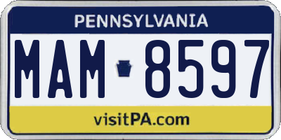 PA license plate MAM8597