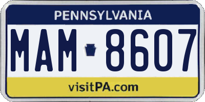 PA license plate MAM8607