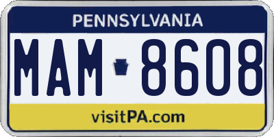 PA license plate MAM8608