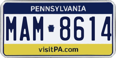 PA license plate MAM8614