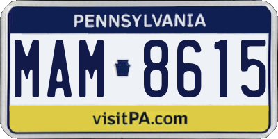 PA license plate MAM8615