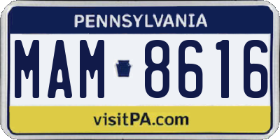 PA license plate MAM8616