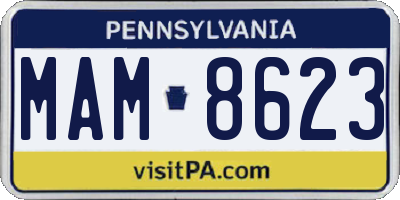 PA license plate MAM8623