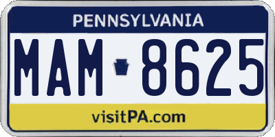 PA license plate MAM8625